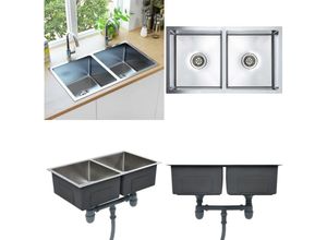 8721115437421 - Vidaxl - Handgefertigte Küchenspüle Edelstahl - Küchenspüle - Küchenspülen - Home & Living - Silber