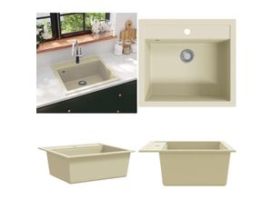 8721115437544 - Vidaxl - Granitspüle Einzelbecken Beige - Spülbecken - Küchenspüle - Home & Living - Beige