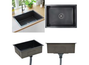 8721115437759 - Vidaxl - Handgefertigte Küchenspüle Schwarz Edelstahl - Küchenspüle - Küchenspülen - Home & Living - Schwarz