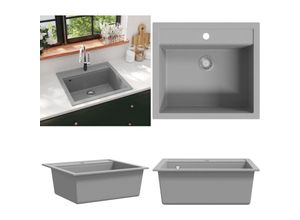 8721115438220 - Granitspüle Einzelbecken Grau - Spülbecken - Küchenspüle - Home & Living - Grau