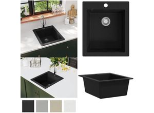 8721115438404 - Granitspüle Einzelbecken Schwarz - - Home & Living - Schwarz