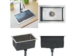 8721115438473 - Vidaxl - Handgefertigte Küchenspüle Edelstahl - Küchenspüle - Küchenspülen - Home & Living - Silber