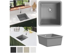 8721115438589 - Vidaxl - Granitspüle Einzelbecken Grau - Spülbecken - Küchenspüle - Home & Living - Grau