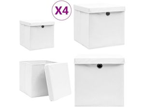 8721115475652 - Vidaxl - Aufbewahrungsboxen mit Deckeln 4 Stk 28x28x28 cm Weiß - Aufbewahrungsbox - Aufbewahrungsboxen - Home & Living - Weiß