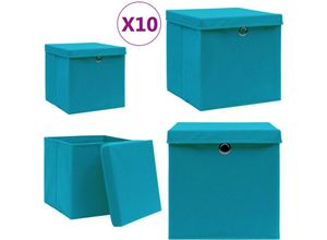 8721115475720 - Vidaxl - Aufbewahrungsboxen mit Deckeln 10 Stk 28x28x28 cm Babyblau - Aufbewahrungsbox - Aufbewahrungsboxen - Home & Living - Blau