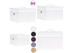 8721115475829 - Bambus Aufbewahrungsboxen 4 Stk Weiß - Aufbewahrungsbox - Aufbewahrungsboxen - Home & Living - Weiß