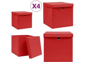 8721115475911 - Aufbewahrungsboxen mit Deckeln 4 Stk 28x28x28 cm Rot - Aufbewahrungsbox - Aufbewahrungsboxen - Home & Living - Rot