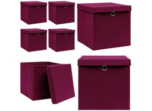 8721115476062 - Vidaxl - Aufbewahrungsboxen mit Deckeln 4Stk Dunkelrot 32x32x32cm Stoff - Aufbewahrungsbox - Aufbewahrungsboxen - Home & Living - Rot