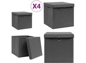 8721115476185 - Vidaxl - Aufbewahrungsboxen mit Deckeln 4 Stk 28x28x28 cm Grau - Aufbewahrungsbox - Aufbewahrungsboxen - Home & Living - Grau