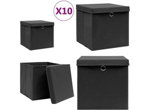 8721115476215 - Vidaxl - Aufbewahrungsboxen mit Deckeln 10 Stk 28x28x28 cm Schwarz - Aufbewahrungsbox - Aufbewahrungsboxen - Home & Living - Schwarz