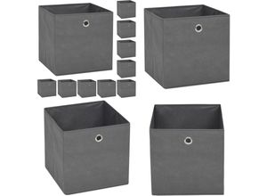 8721115476444 - Aufbewahrungsboxen 10 Stk Vliesstoff 32 x 32 x 32 cm Grau - Aufbewahrungsbox - Aufbewahrungsboxen - Home & Living - Grau