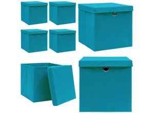 8721115476505 - Aufbewahrungsboxen mit Deckeln 4 Stk Babyblau 32x32x32cm Stoff - Aufbewahrungsbox - Aufbewahrungsboxen - Home & Living - Blau