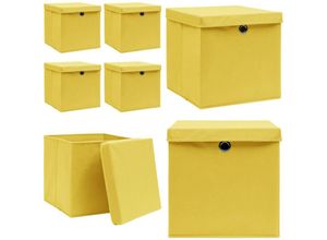 8721115476611 - Aufbewahrungsboxen mit Deckeln 4 Stk Gelb 32x32x32 cm Stoff - Aufbewahrungsbox - Aufbewahrungsboxen - Home & Living - Gelb