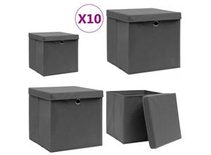 8721115476680 - Vidaxl - Aufbewahrungsboxen mit Deckeln 10 Stk 28x28x28 cm Grau - Aufbewahrungsbox - Aufbewahrungsboxen - Home & Living - Grau