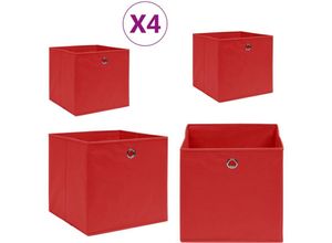 8721115476703 - Aufbewahrungsboxen 4 Stk Vliesstoff 28x28x28 cm Rot - Aufbewahrungsbox Aufbewahrungsboxen Spielkiste Spielkisten Regalkorb Regalkörbe