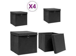 8721115477038 - Vidaxl - Aufbewahrungsboxen mit Deckeln 4 Stk 28x28x28 cm Schwarz - Aufbewahrungsbox - Aufbewahrungsboxen - Home & Living - Schwarz