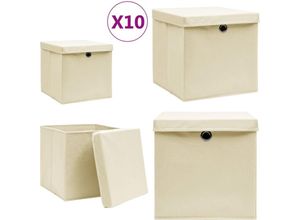 8721115477052 - Vidaxl - Aufbewahrungsboxen mit Deckeln 10 Stk 28x28x28 cm Creme - Aufbewahrungsbox - Aufbewahrungsboxen - Home & Living - Creme