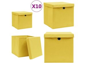 8721115477175 - Vidaxl - Aufbewahrungsboxen mit Deckeln 10 Stk 28x28x28 cm Gelb - Aufbewahrungsbox - Aufbewahrungsboxen - Home & Living - Gelb