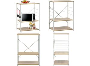 8721115479964 - Vidaxl - Mikrowellenregal Weiß Eiche 60×396×795 cm Holzwerkstoff - Küchenschrank - Küchenschränke - Home & Living - Weiß