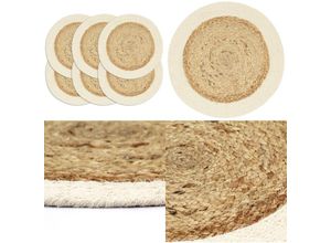 8721115489390 - Vidaxl - Tischsets 6 Stk Natur 38 cm Rund Jute und Baumwolle - Tischset - Tischsets - Home & Living - Braun