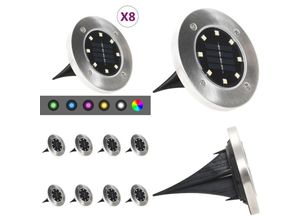 8721115700846 - Solar-Bodenleuchten 8 Stk LED RGB-Lichtfarbe - Solar-Bodenleuchte - Solar-Bodenleuchten - Home & Living - Silber