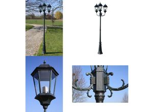 8721115701768 - Vidaxl - Gartenlaterne 3-flammig 230 cm Dunkelgrün Schwarz Aluminium - Gartenleuchte - Gartenleuchten - Home & Living - Grün