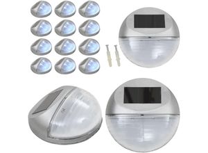 8721115702611 - Vidaxl - Outdoor Solar-Wandleuchten led 12 Stk Rund Silbern - Solarlampe - Solarlampen - Home & Living - Silber