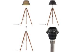 8721115704950 - Vidaxl - Stativlampe Honigbraun und Schwarz Teak Massivholz 141 cm - Stehleuchte - Stehleuchten - Home & Living - Braun