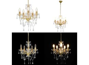 8721115706985 - Vidaxl - Kronleuchter mit Perlen Golden Rund 5×E14 - Deckenleuchte - Deckenleuchten - Home & Living - Gold