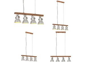 8721115707760 - Vidaxl - Deckenlampe Industriestil Silbern E27 Mangoholz - Deckenleuchte - Deckenleuchten - Home & Living - Silber