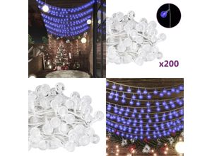 8721115763025 - Lichterkette Kugeln 20 m 200 LED Blau 8 Funktionen - Lichterkette - Lichterketten - Home & Living