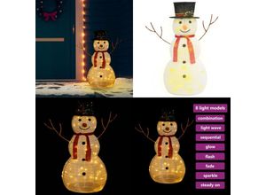 8721115768006 - LED-Schneemann Weihnachtsfigur Luxus-Stoff 90 cm - Schneemann-Figur - Schneemann-Figuren - Home & Living