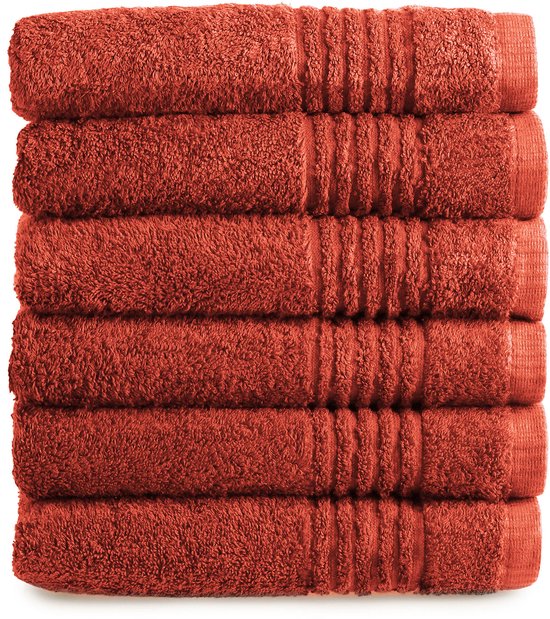 8721138902005 - Handtuch Supreme Collection - 50x100 - 6 Stück - OEKO-TEX Made in Green - 600 g m2 weiche Baumwolle - terracotta rot