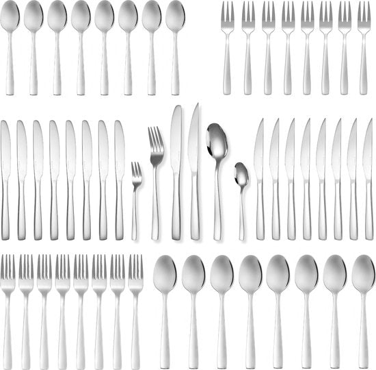8721139360187 - 12 Personen Besteckset Essential (72 Teile) - Löffel Messer Gabeln Steakmesser & Kuchengabeln - Spülmaschinenfestes Besteck - Glänzend Silber Edelstahl 8721139360187 - 12 Personen Besteckset Essential (72 Teile) - Löffel Messer Gabeln Steakmesser & Kuchengabeln - Spülmaschinenfestes Besteck - Glänzend Silber Edelstahl