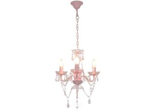 8721155675562 - Kronleuchter mit Perlen Rosa Rund 3×E14 - Rosa - Maison Exclusive