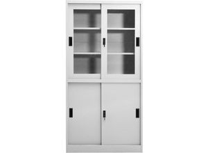 8721155771127 - Büroschrank mit Schiebetür Hellgrau 90x40x180 cm Stahl - Grau - Maison Exclusive