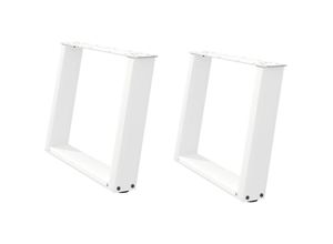 8721158314338 - Vidaxl - Couchtischbeine U-Form 2 Stk Weiß 70x(42-43) cm Stahl