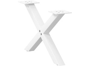 8721158315373 - Vidaxl - Couchtischbeine X-Form 2 Stk Weiß 50x(30-31) cm Stahl