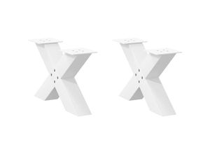 8721158316011 - Vidaxl - Couchtischbeine X-Form 2 Stk Weiß 60x(30-31) cm Stahl