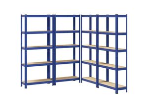 8721158337368 - Lagerregale mit 5 Böden 4 Stk Blau Stahl & Holzwerkstoff Vidaxl 578550 8721158337368 - Lagerregale mit 5 Böden 4 Stk Blau Stahl & Holzwerkstoff Vidaxl 578550