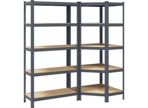 8721158337764 - Vidaxl - Regal-Set 5 Böden 2-tlg Anthrazit Stahl & Holzwerkstoff