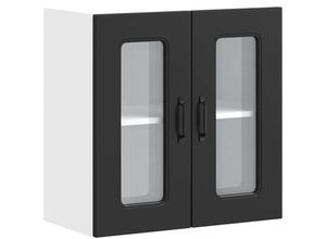 8721158420145 - Vidaxl - Küchen-Hängeschrank mit Glastür Kalmar Schwarz Holzwerkstoff 422377