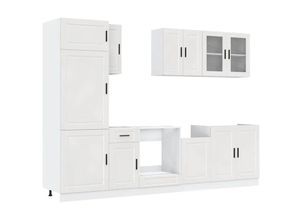 8721158504210 - 8-tlg Küchenschrank-Set Kalmar Hochglanz-Weiß Holzwerkstoff vidaXL