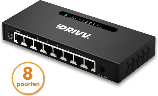 8721161043010 - Netzwerk-Switch - 8 Ports - Internet-Switch - RJ45-Splitter - schwarz