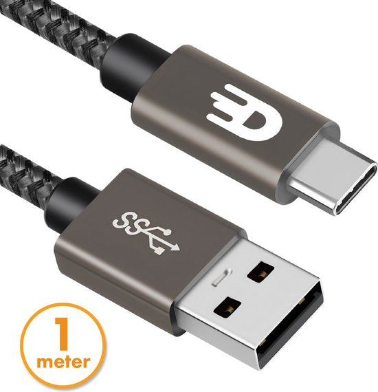 8721161043065 - USB-auf-USB-C-Kabel - Schnellladegerät - USB-C-Daten- und Ladekabel - kurz - 1 Meter - geeignet für Samsung iPhone 15 & mehr - Modernes Grau