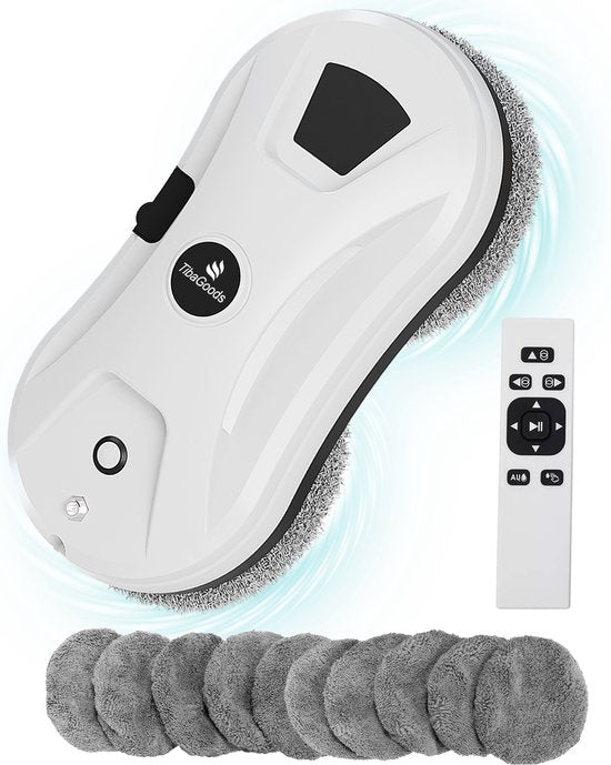 8721161060246 - Fensterreinigungsroboter - Fensterwascher - Roboter - Wischroboter - Anti-Fall-Seil - Intelligenter Wassersprüher - Starke Saugkraft - Mit Fernbedienung - Inkl 10 Mikrofasertücher