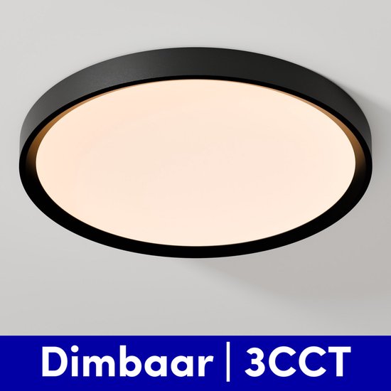 8721161361008 - Deckenleuchte dimmbar - Badezimmerbeleuchtung - Deckenleuchte - 3CCT Badezimmerleuchte - 24W - ⌀ 30cm - Schwarz