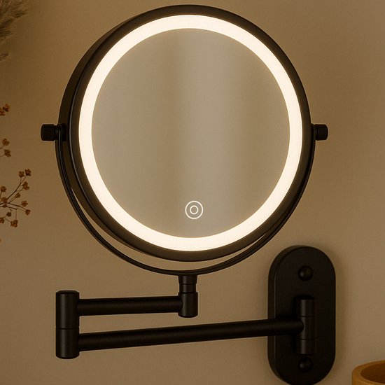 8721161361190 - Make-up-Spiegel mit LED-Beleuchtung - 1X 10X Vergrößerungsspiegel Wandhalterung - Rasierspiegel - 3 Lichtstufen - wiederaufladbar - Schwarz 8721161361190 - Make-up-Spiegel mit LED-Beleuchtung - 1X 10X Vergrößerungsspiegel Wandhalterung - Rasierspiegel - 3 Lichtstufen - wiederaufladbar - Schwarz