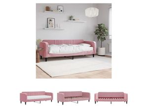 8721194011871 - The Living Store - Tagesbett mit Matratze Rosa 80x200 cm Samt - Betten & Bettgestelle - Rosa