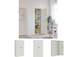 8721194012816 - Aktenschrank Hellgrau 105x40x180 cm Stahl - Aktenschränke - Grau - The Living Store